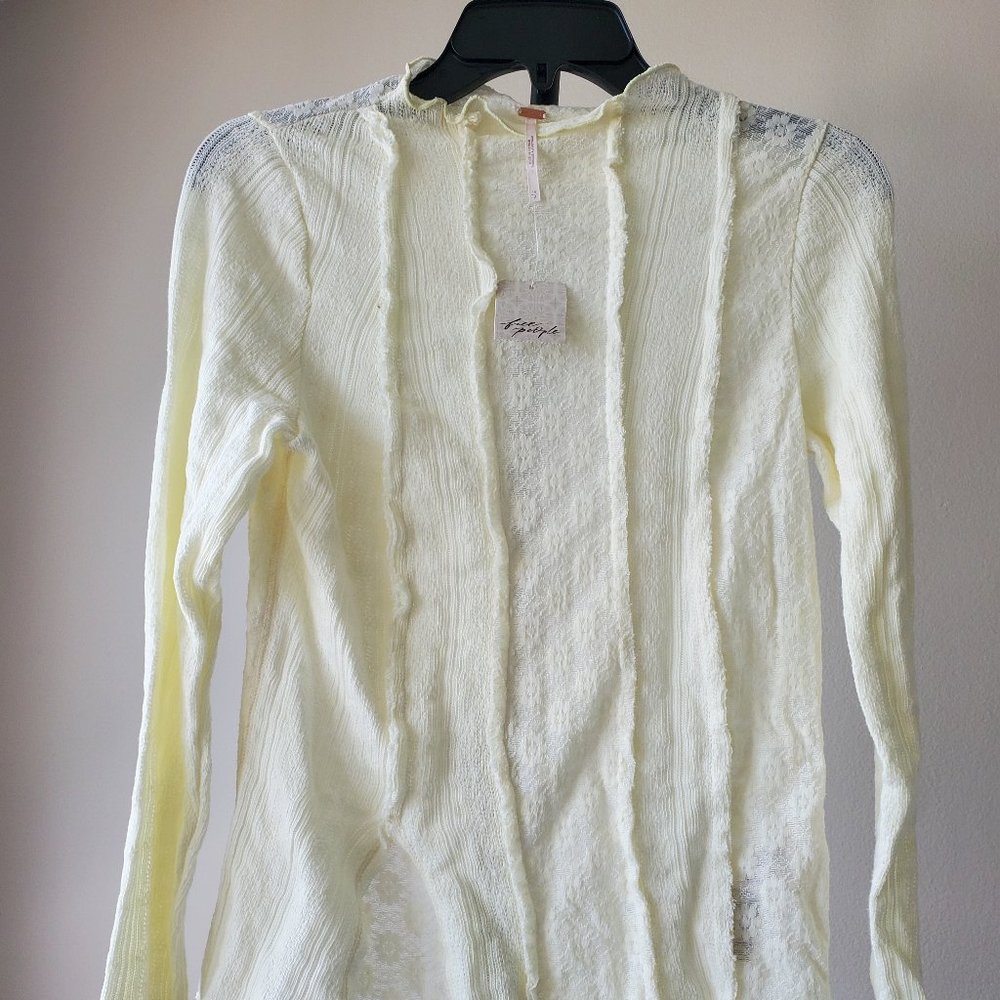 FREE PEOPLE Women's Lula Patchwork Top In Gardenia Size M
